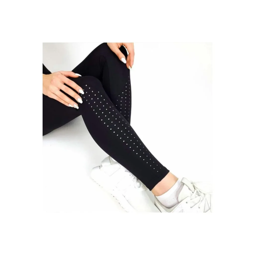 Women Black High Waist Laser Cut Sports Leggings 231