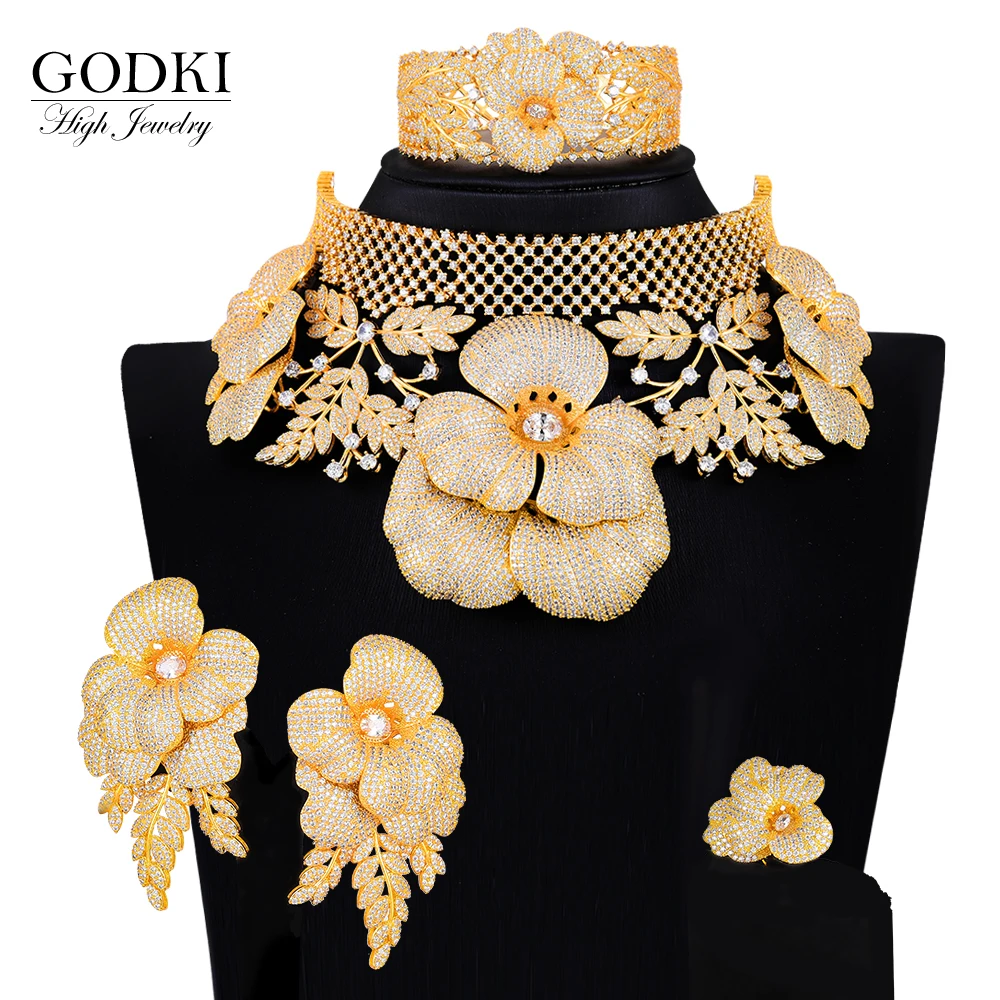 ?? 女性のための花の王女のようなブレスレット,豪華なジュエリー,アフリカの結婚式のためのチョーカー,ジルコンcz,ドバイのブライダルジュエリー