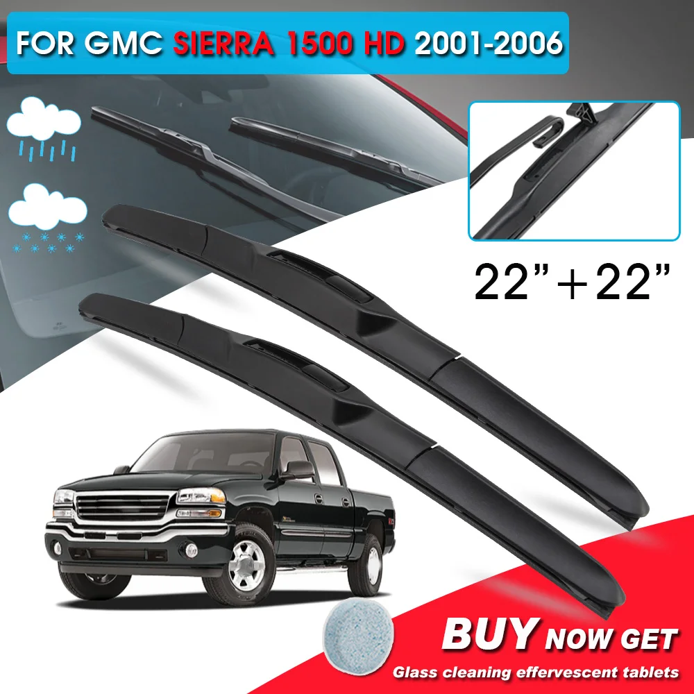 

BROSHOO Car Front Window Windshield Wipers Blade For GMC Sierra 1500 HD 22"+22"LHD&RHD Car Model Year 2001-2006 Auto Accessories