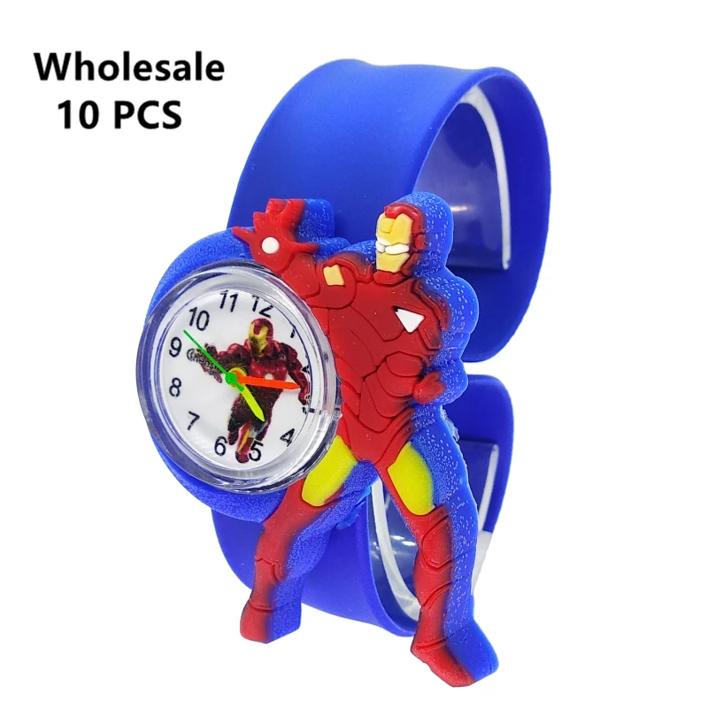 (Оптовая продажа 10 шт.) новые детские часы с железными героями силиконовые