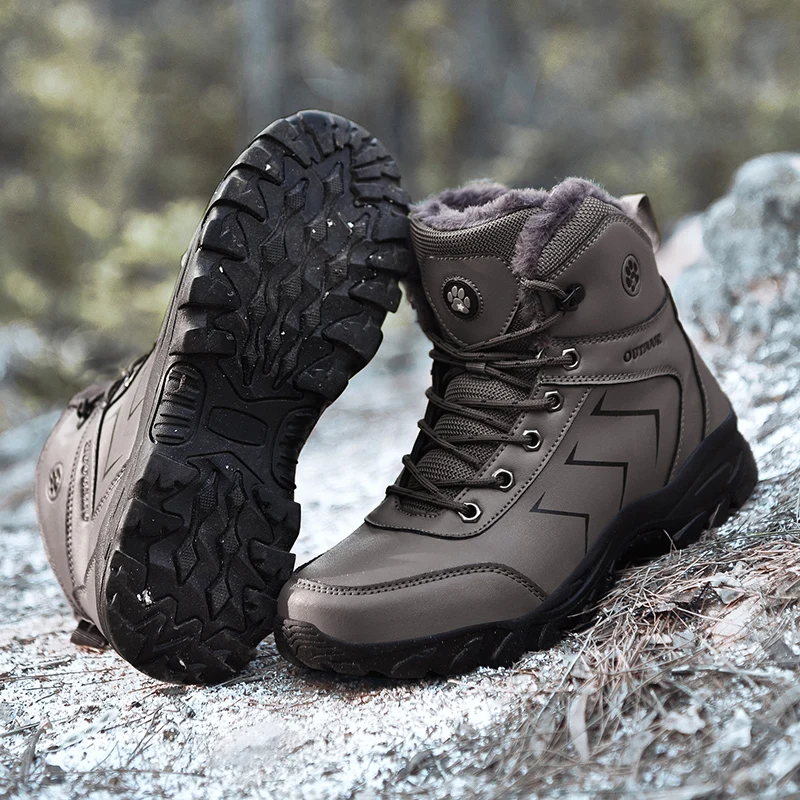 

Male Cotton Shoes Velvet Waterproof Anti-slip Warm Wool Cotton Shoes Sports Casual Outdoor Mountaineering Snow Boots