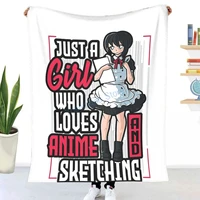just a girl who loves anime and sketching design throw blanket winter flannel bedspreads bed sheets blankets on cars and