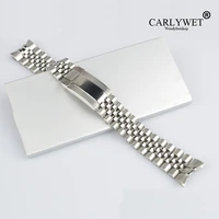 carlywet 20mm 316l steel replacement wrist watch band strap bracelet jubilee with oyster clasp for rolex gmt master ii
