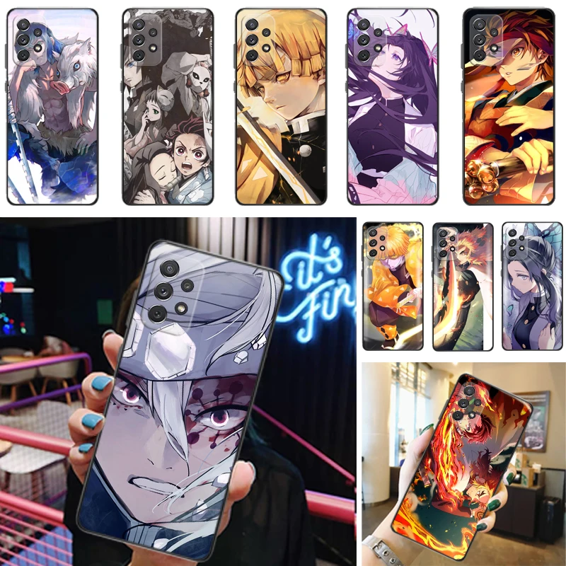 

Demon Slayer Kamado Tanjirou Kimetsu No Yaiba Agatsuma Zenitsu Kamado Nezuko Phone Case For Samsung Galaxy A52 4G 5G A72 Coque