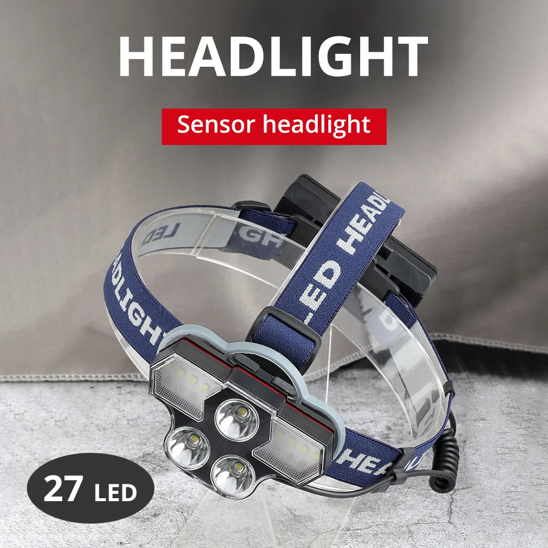 

LED Headlamp Flashlight USB Rechargeable Waterproof Super Bright Camping Head Lantern Fishing Headlight Torch 2x18650 Batteries