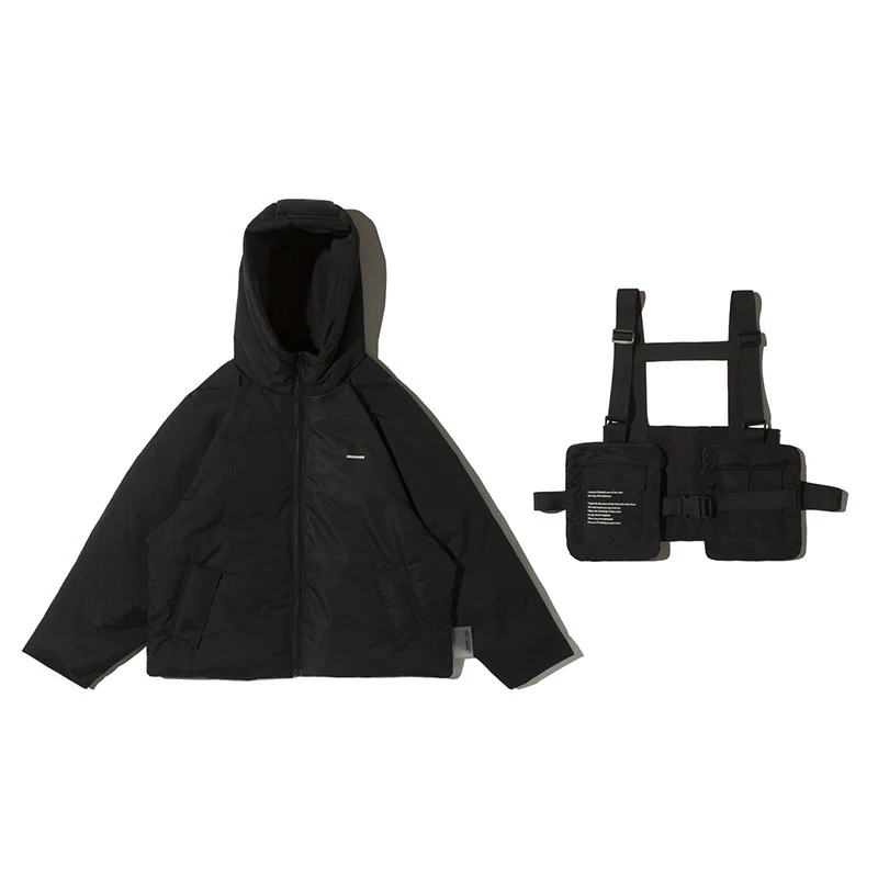 Techwear тактика многофункциональная мужская куртка с капюшоном парка съемные сумки