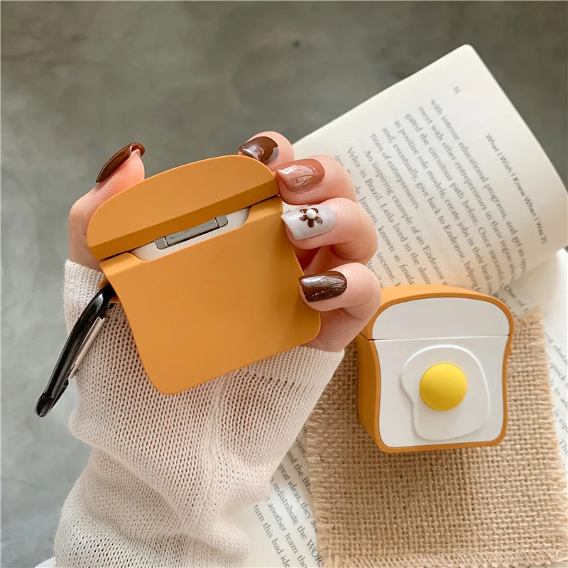 3D защитный чехол для AirPods pro милый силиконовый Bluetooth наушников Airpods 2 тостов с