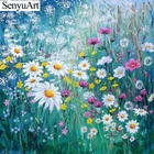 SenyuArt полный набор для рисования с круглыми камнями и полотном Краски ing цветок Краски по номерам вышивки крестом ремесла домашнего украшения мозаика набор Стразы ручной работы