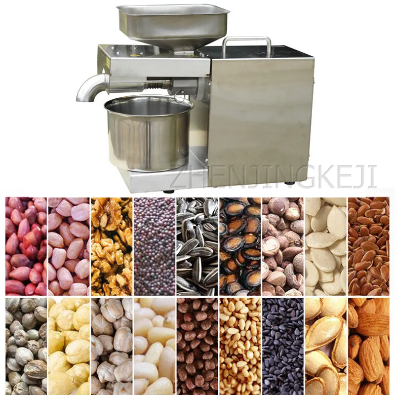 

220V Small Oil Press Peanut Soy Sesame Walnut Plant Seeds Stainless Steel Kitchen Home Appliances Fully Automatic Oil Press 750W