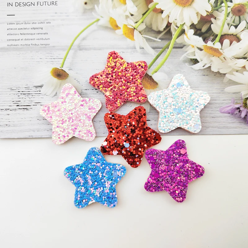 

60Pcs/Lot 3.3CM Padded Patches Shiny Star Applique For Handmade Clothes Hat Sewing Supplies DIY Hairpin Hair Band Accessories