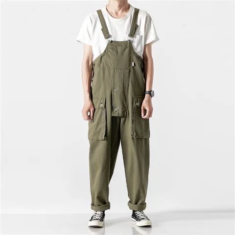 

Комбинезон мужской с множеством карманов, уличная одежда в стиле хип-хоп, рабочие брюки-карго, повседневные мешковатые штаны