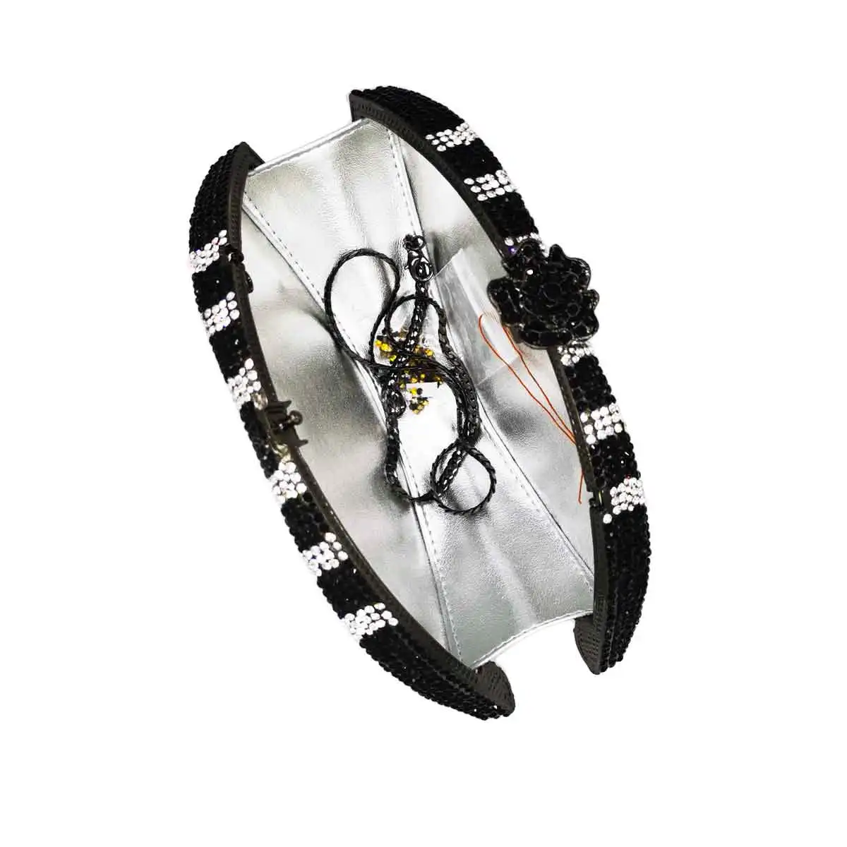 Синий с клипсами Дурной глаз сумка Для женщин клатч серебристый вечерняя сумочка