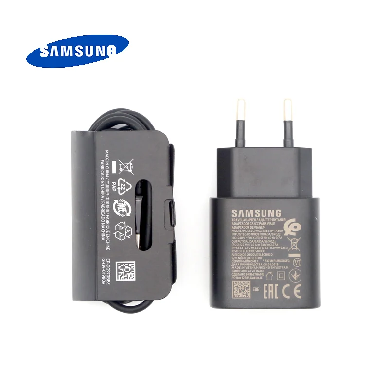 Зарядное устройство samsung 25 Вт супер быстрое зарядное устройство PD EU type-c Зарядка для samsung s10 Galaxy Note 10 plus mi9 k20 pro PD кабель