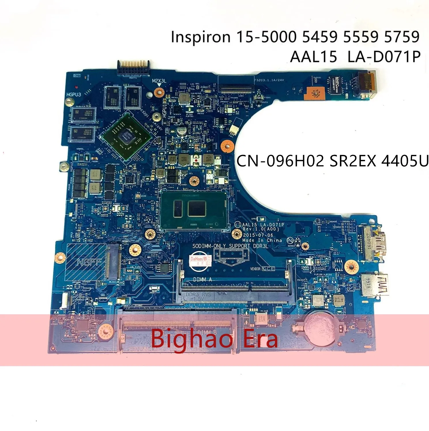 

AAL15 LA-D071P Mainboard For Dell Inspiron 5559 5759 5459 Laptop Motherboard With Celeron CPU R5 M335 GPU 100% Fully Tested OK