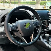 for toyota camry levin markx highlander crown corolla hand stitched leather carbon fibre steering wheel cover car accessories