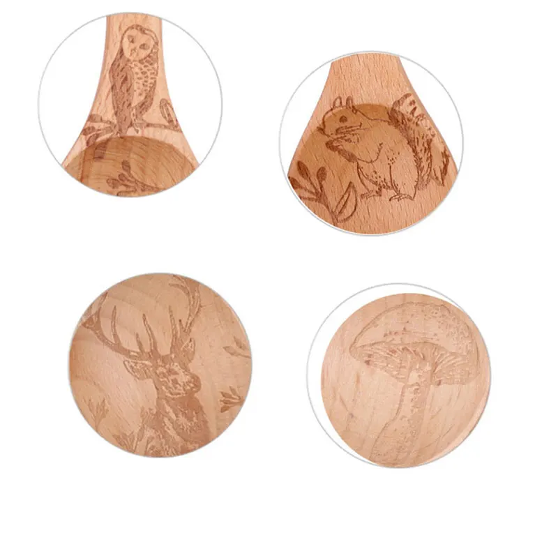 Визуальные прикосновения животных деревянные Буковые кухонные кофейные мерные