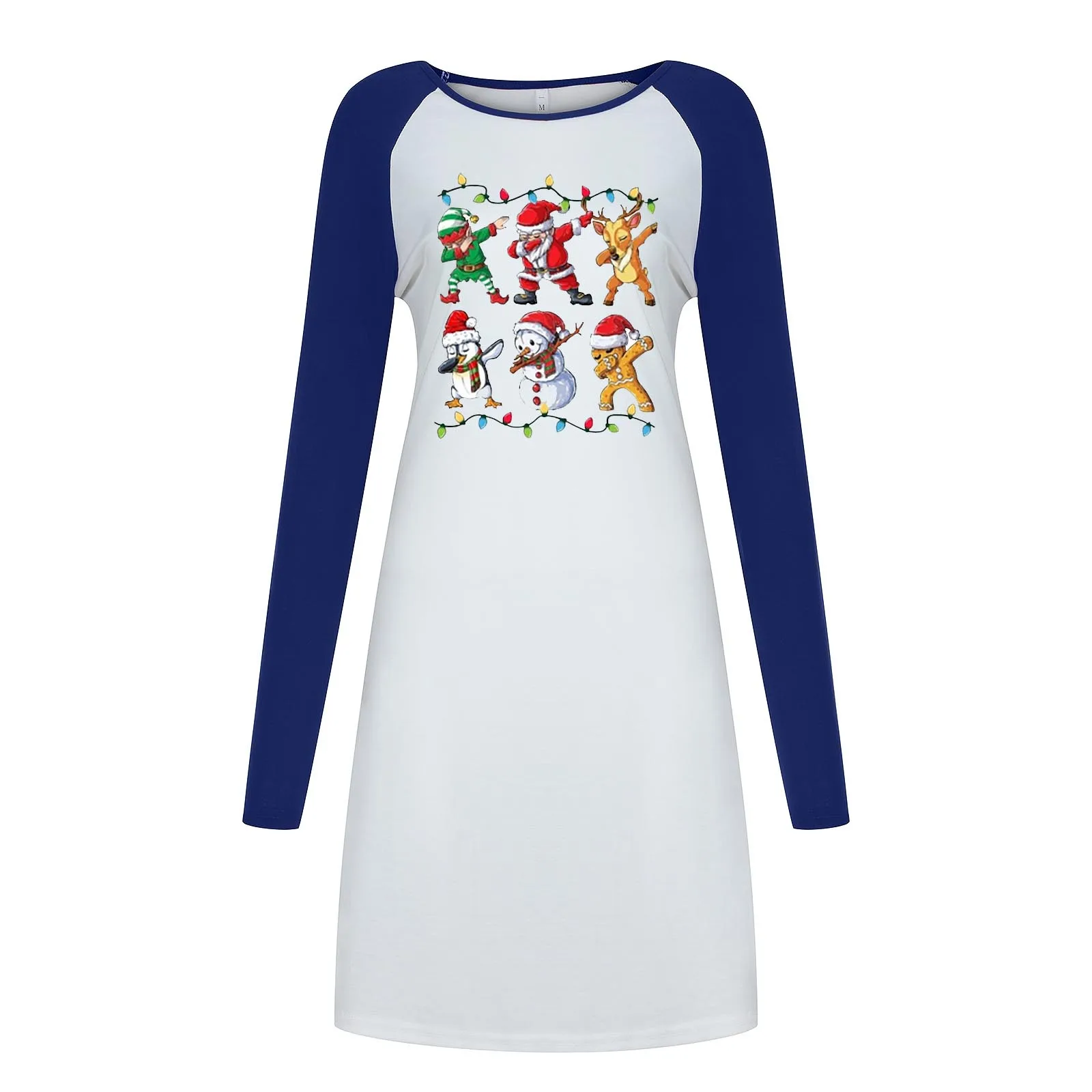 

Christmas Printed O Neck Long Sleeves Patchwork Mini Dress 2020 Autumn Women Pullover Dress Casual Loose Fashion Dresses S-5XL