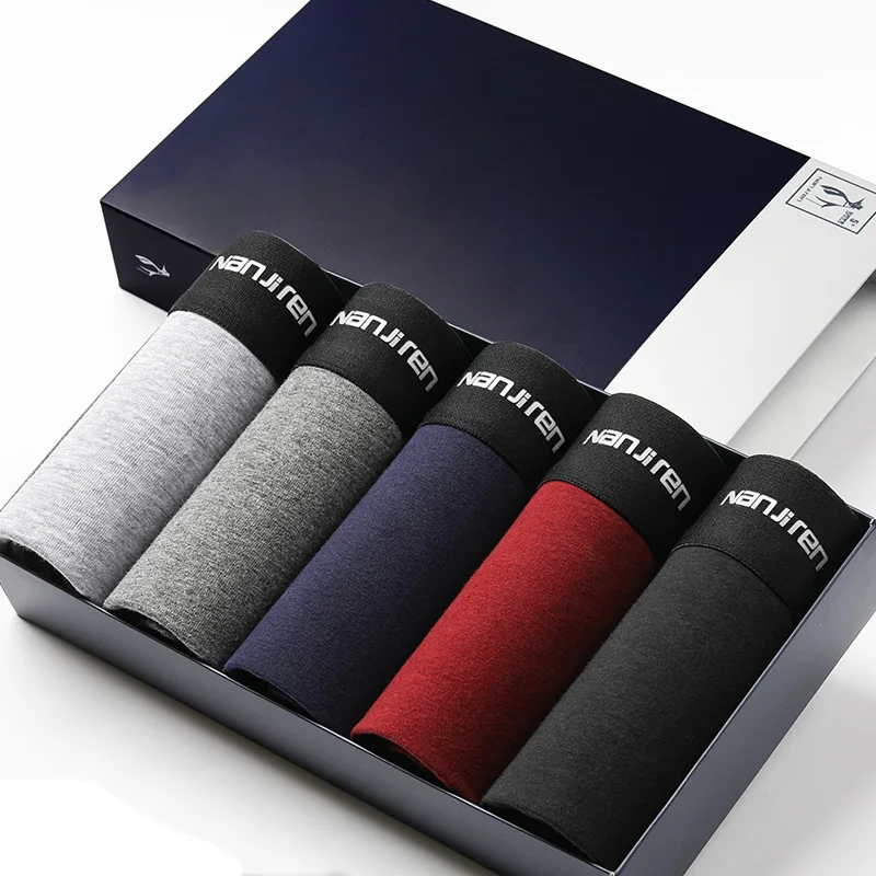 N04 Shorts Mens 5Pcs\lot Underwear Soft Boxers Cotton Boxer Men Solid Boxer Shorts Plus Size Boxers Mens Underwear Lot - Цвет: N04