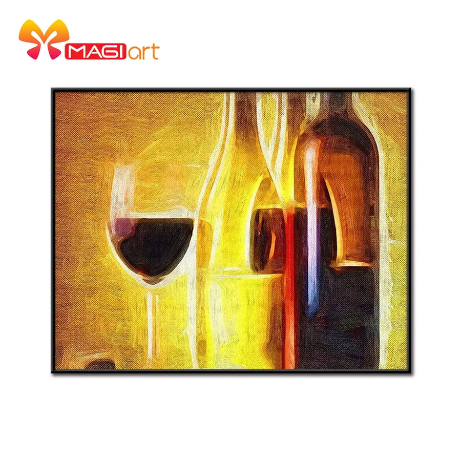 

Cross stitch kits Embroidery needlework sets 11CT water soluble canvas patterns 14CT Abstract painting wine bottle-NCMP006