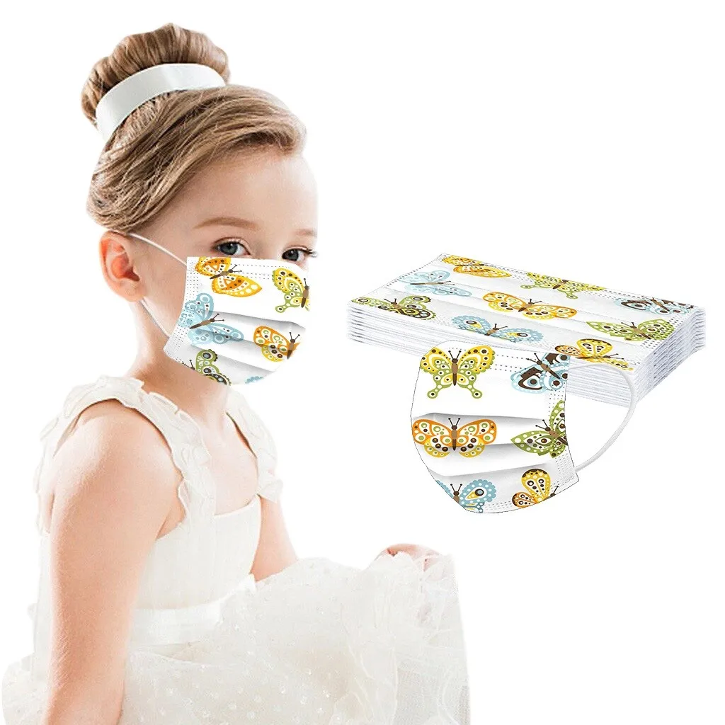10 шт. одноразовые маски для лица с принтом бабочки из мультфильма детей 3 слоя