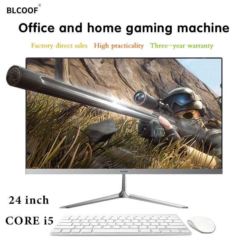 Core i5-4200 24 Inch All-in-One PC Desktop Windows 10 Computer Display High Chromatic Game Screen with Keyboard Support wifi