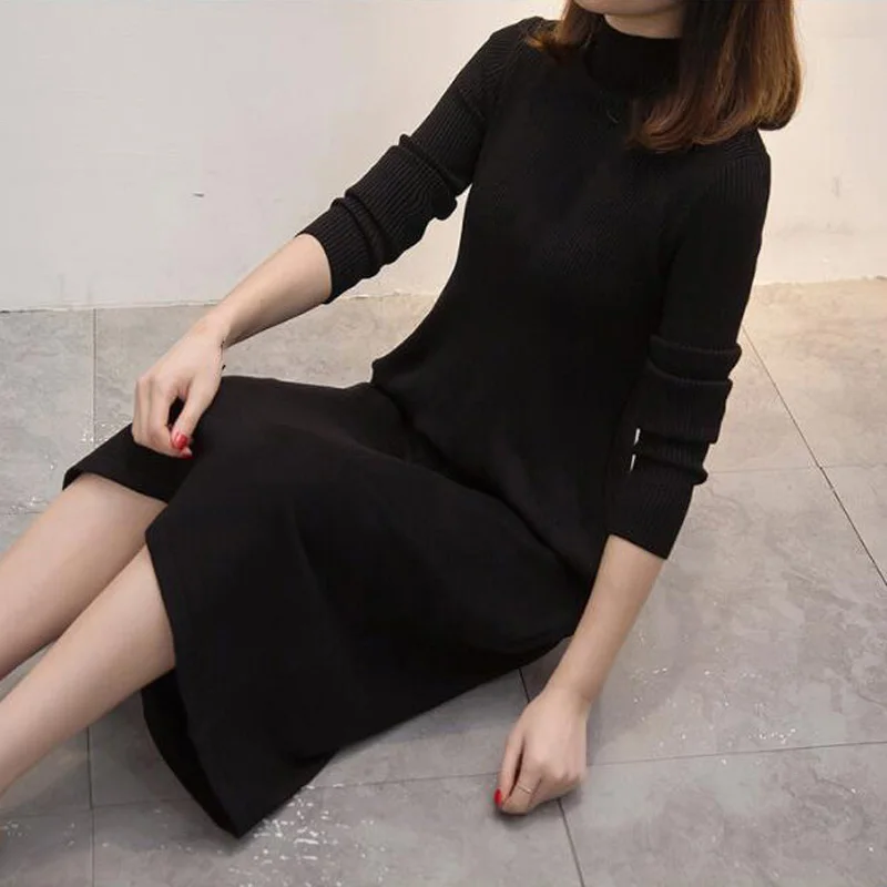 Женское платье повседневное тонкое трикотажное приталенное воротник средней