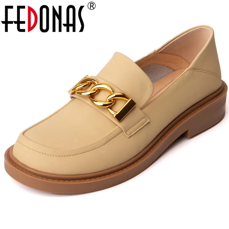 

FEDONAS Classic Design Shoes Woman Autumn Newest Genuine Leather Low Heels Pumps For Women Shallow Punk Office Women Shoes
