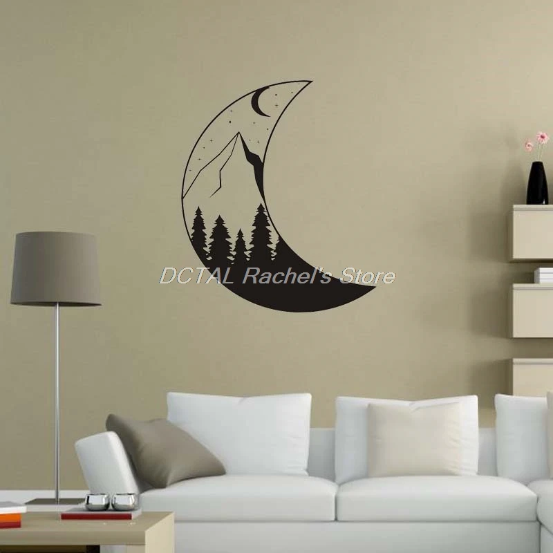 

Mountain Silhouette Wall Decal Night Landscape Vinyl Sticker House Murals For Living Room Mordern Room Decoration
