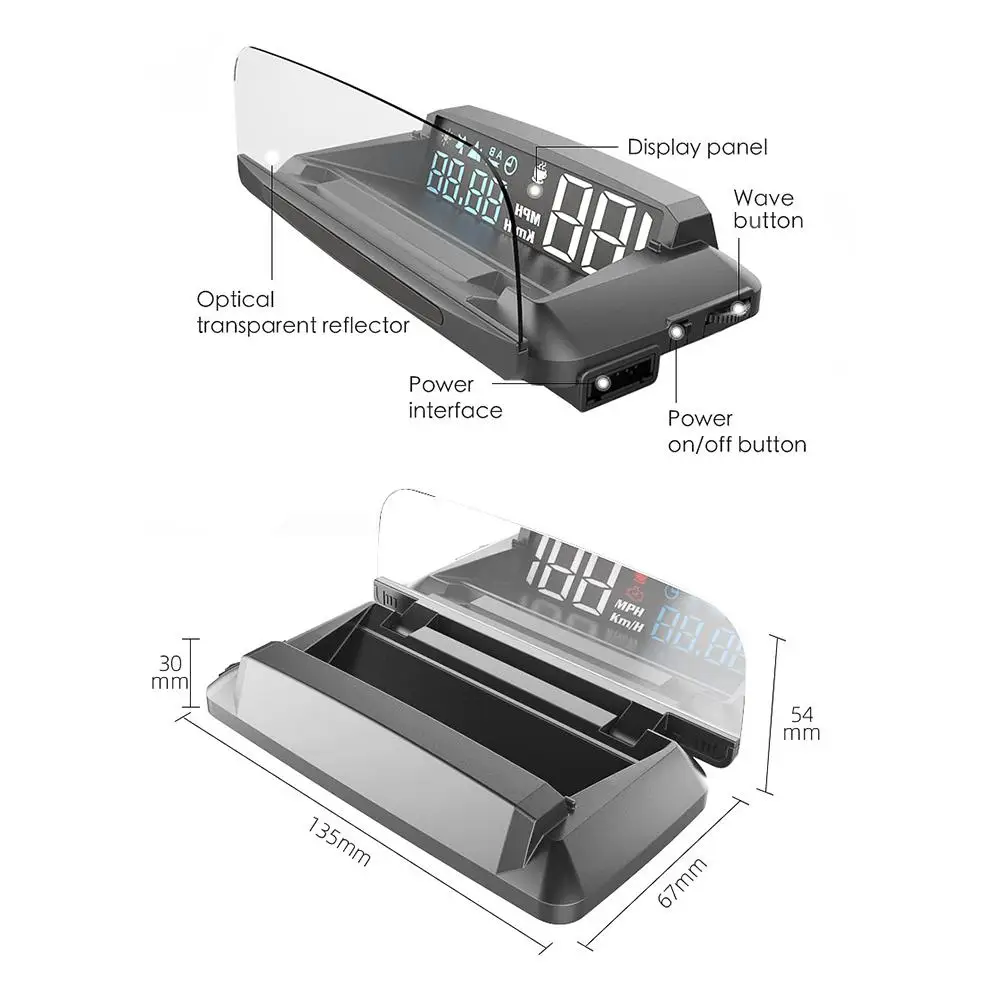 

G3 Auto Car HUD Windshield Projector Digital Overspeed Warning Head-up Display Multifunction Car Head-up Display Overspeed Alarm