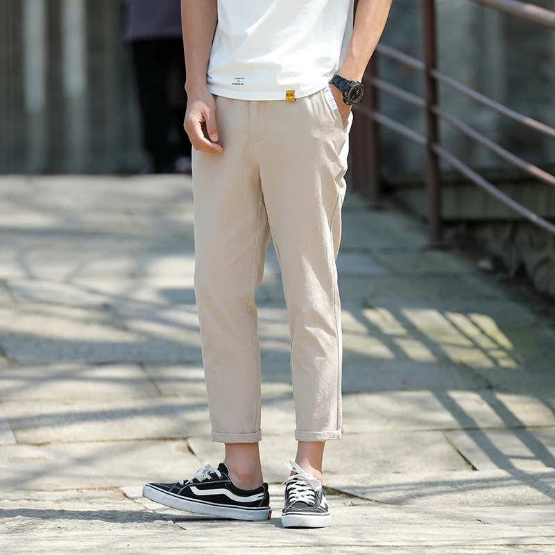Мужские льняные брюки 2022 летние женские повседневные облегающие длиной до