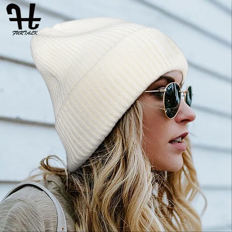 Женская и Мужская Вязаная Шапка-бини FURTALK Зимняя с манжетами черепом - купить по