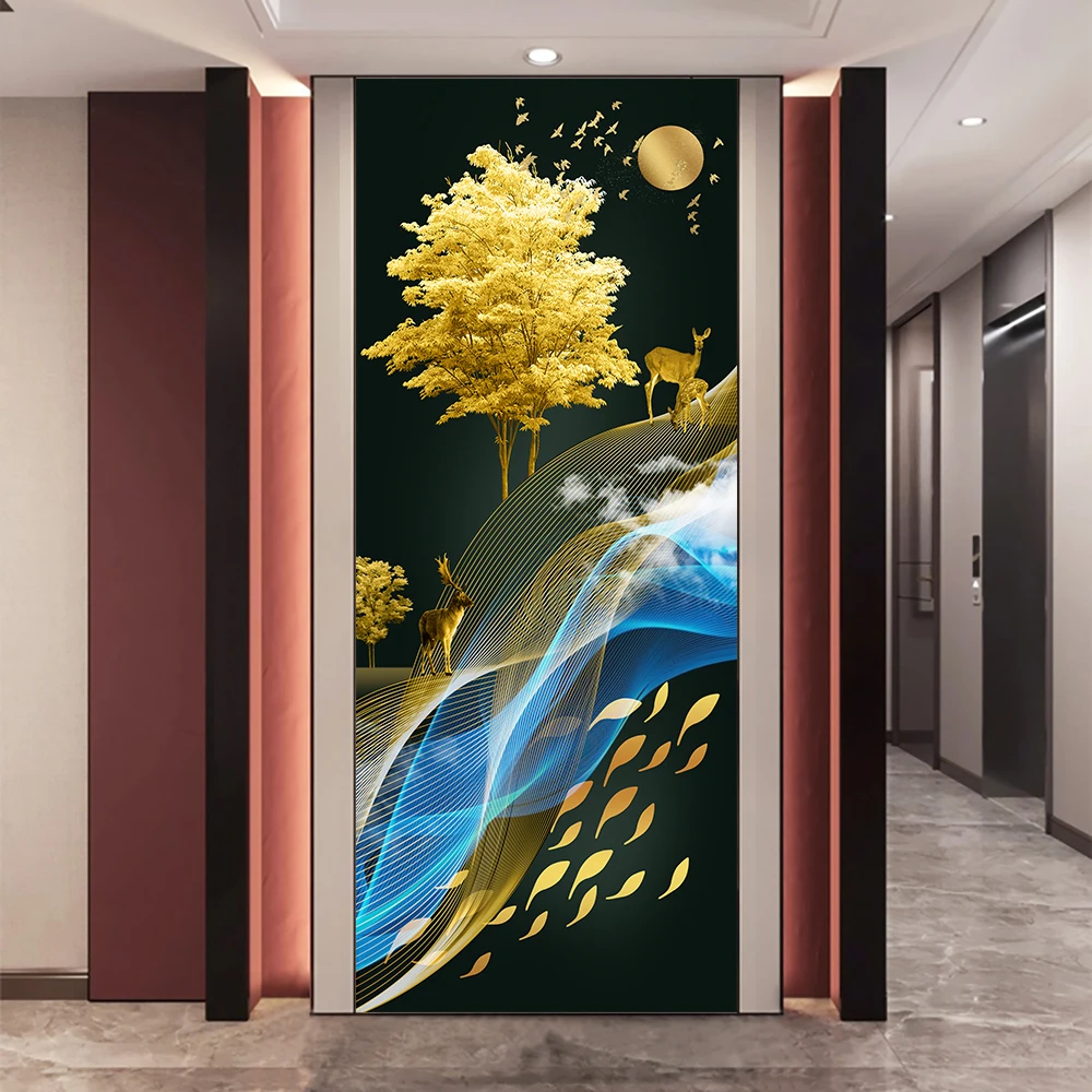 

4 Stlye Fantasy Elk Creative DIY Door Sticker Home Decoration Wall Stickers Porch Living Room Art Mural Peel & Stick Wallpaper