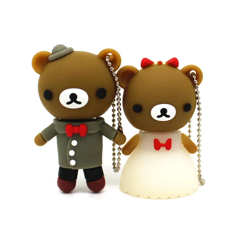 

Cartoon pen drive Beautiful bride and groom Wedding bear 128GB usb flash drive 4GB 8GB 16GB 32GB 64GB pendrive memoria stick cle