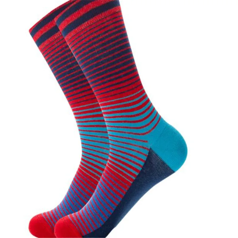 Носки ZQ015 в полоску серые оранжевые зеленые фиолетовые винно-красные синие и