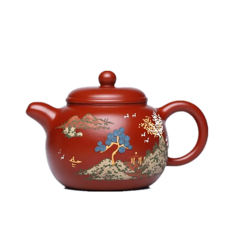

Yixing purple clay pot raw ore Dahongpao hand painted baozun pot Kung Fu tea set special price