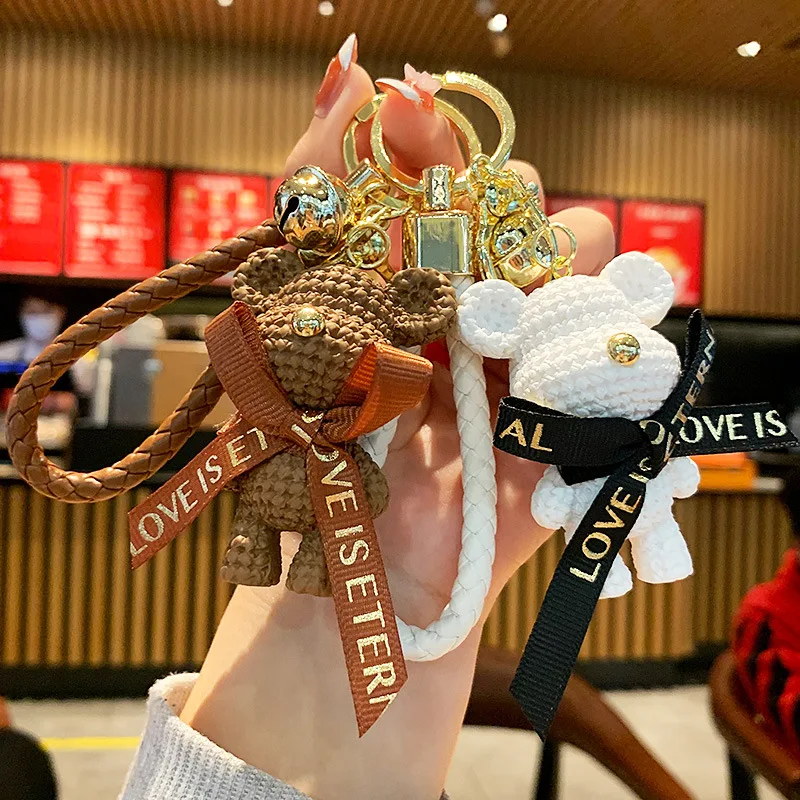 cute cartoon keychain charm popobe bear resin pendant for women bag car keyring mobile phone fine jewelry accessories girl gift free global shipping