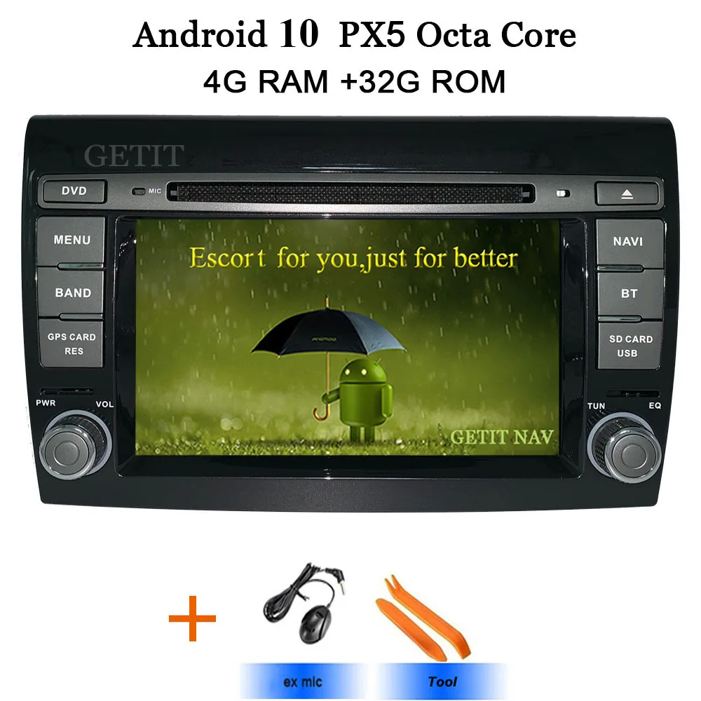 Автомобильный мультимедийный плеер Android 10 gps 2 Din стерео система для Fiat/Bravo 2007-2012 Восьмиядерный 4 ГБ ram радио am fm Wifi USB - Цвет: IPS PX5 4G-32G