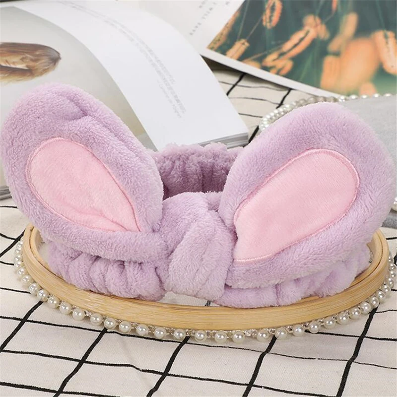 

Plush Hair Band Cute Woman Stretch Hair Band Wash Face Make Up Headwear Bunny Ears Bow Headdress Hair Accessories