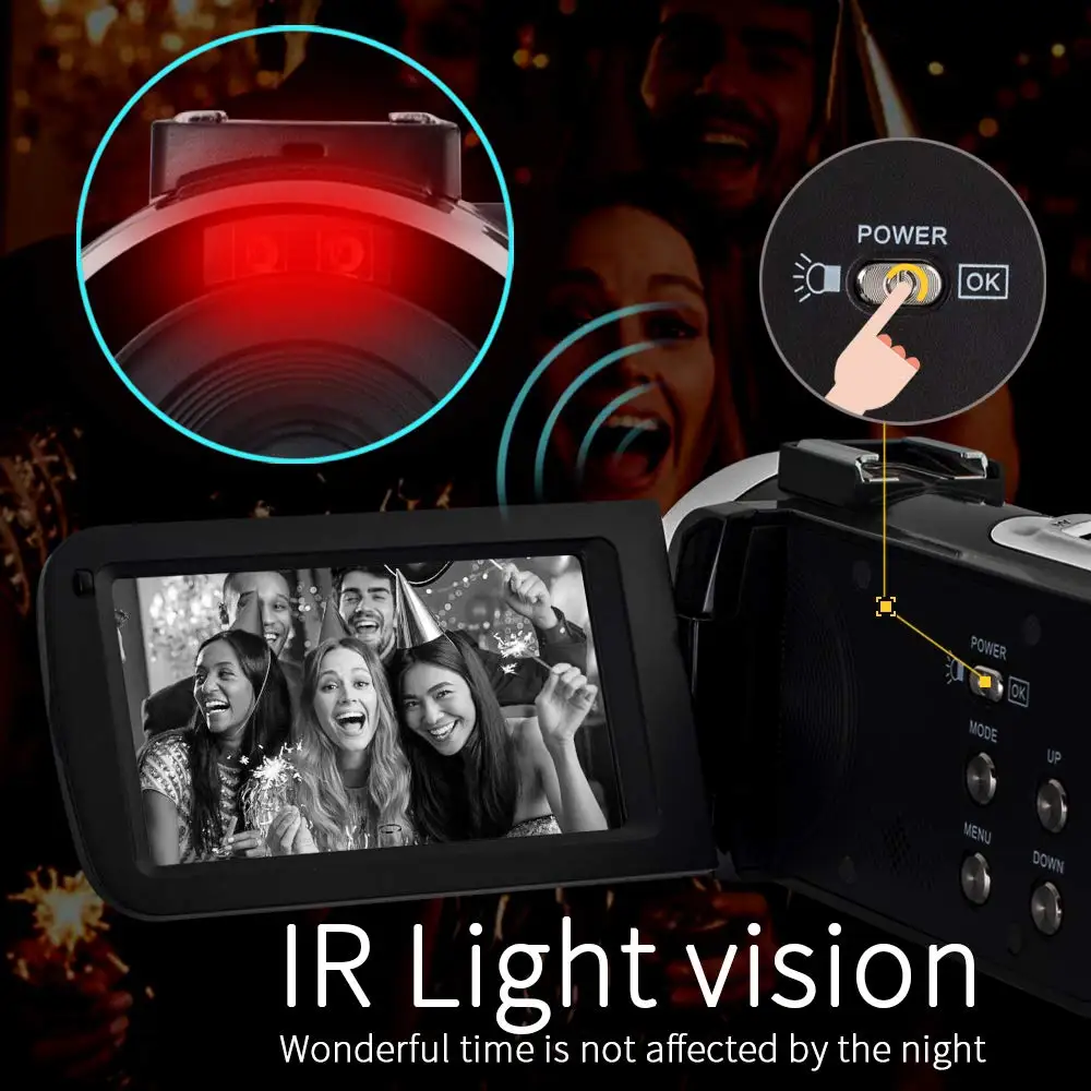 KOMERY 2 7 k видеокамера Handycam WIFI Vlogging для потоковой передачи Youbute 16X цифровой зум