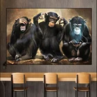Картина на холсте Тройная обезьяна, Забавный настенный постер с рисунком Гриффита для гостиной, домашний декор