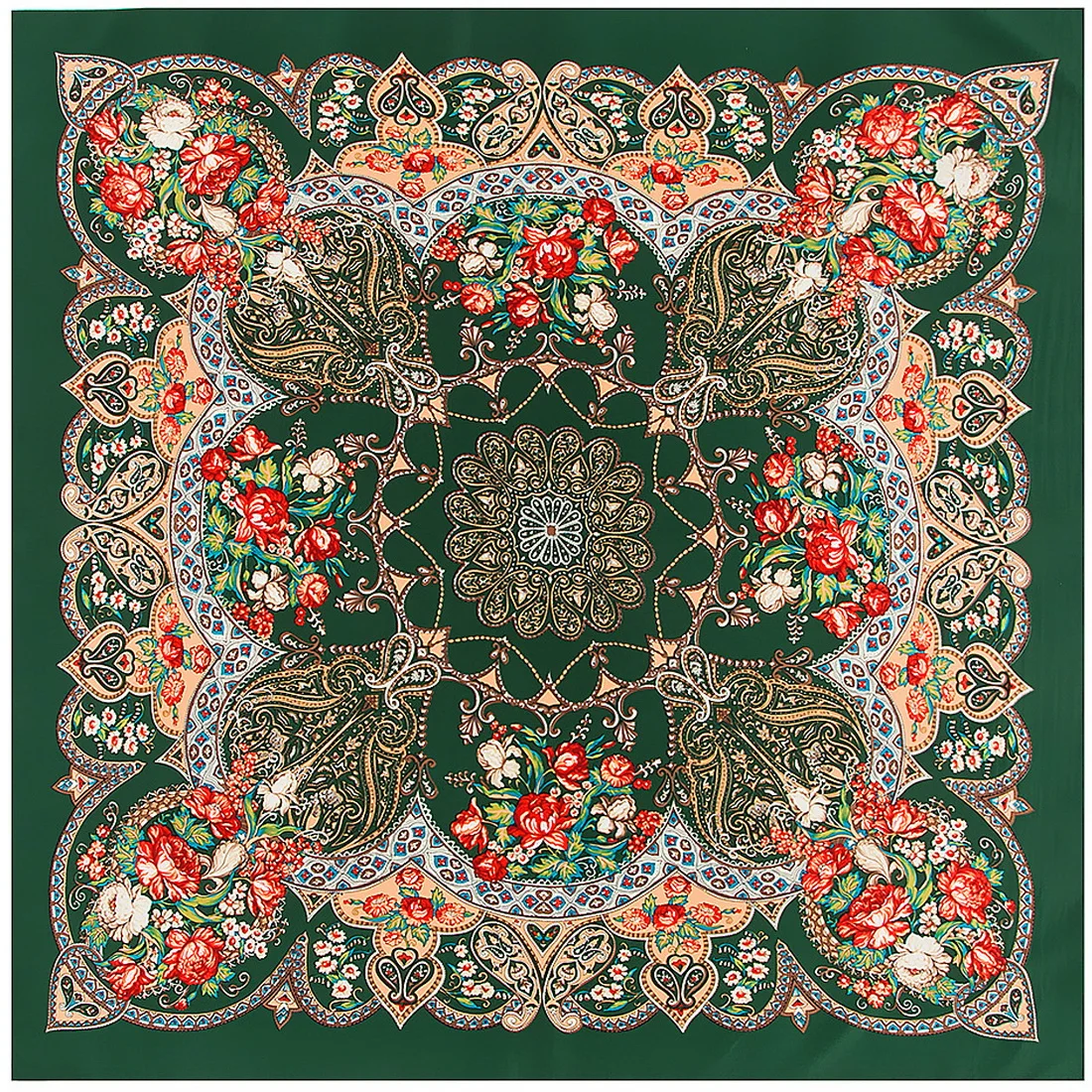 

Fashion Lady Scarf Bohemian Printed Tree Shaped Cashew Ms. All-match Silk Scarf Bib 100x100cm