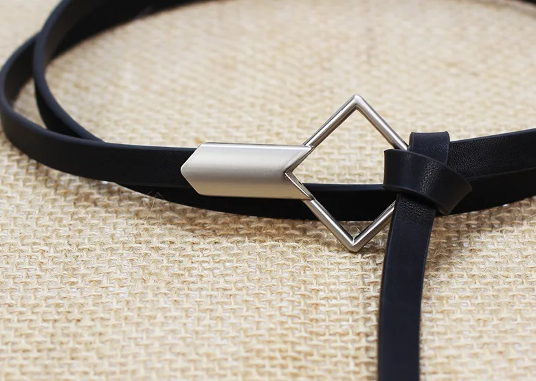 

Mini 1cm Thin Leather Black Belt Women Ladies Waistband PU Geometric Square Buckle Strap for Dress Punk Simple Waist Belt 2020