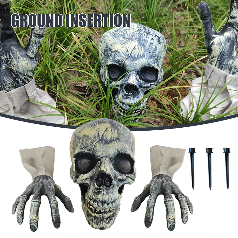 

Набор украшений в виде черепа, страшный скелет, ручная стойка, Классический реквизит на Хэллоуин, украшение для сада, двора, лужайки THIN889