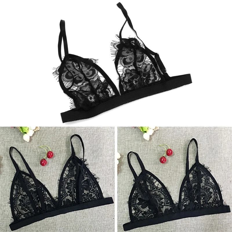 Women Lace-up Push Up Bralette Unpadded Plunge Bra Sexy Brassiere Lingerie X3UE