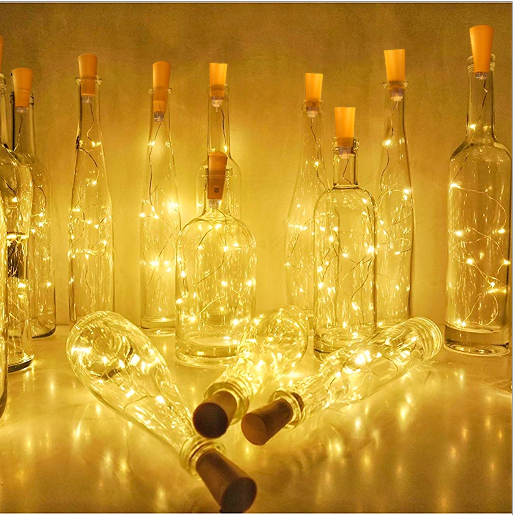 

1 Box, 6 Pcs, 2m20 Lights, LED Copper Wire Light String, Bottle Cork Decorative Light String, New Year Christmas Tree, Lighting