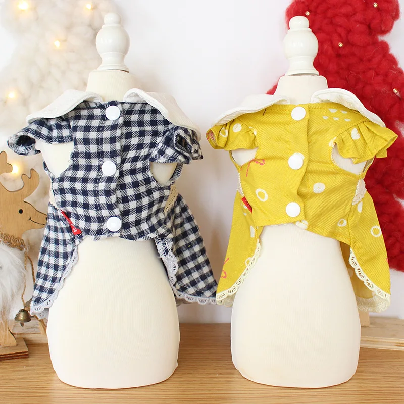 Одежда в стиле ретро для девочек одежда собак желтого и синего цветов осенние