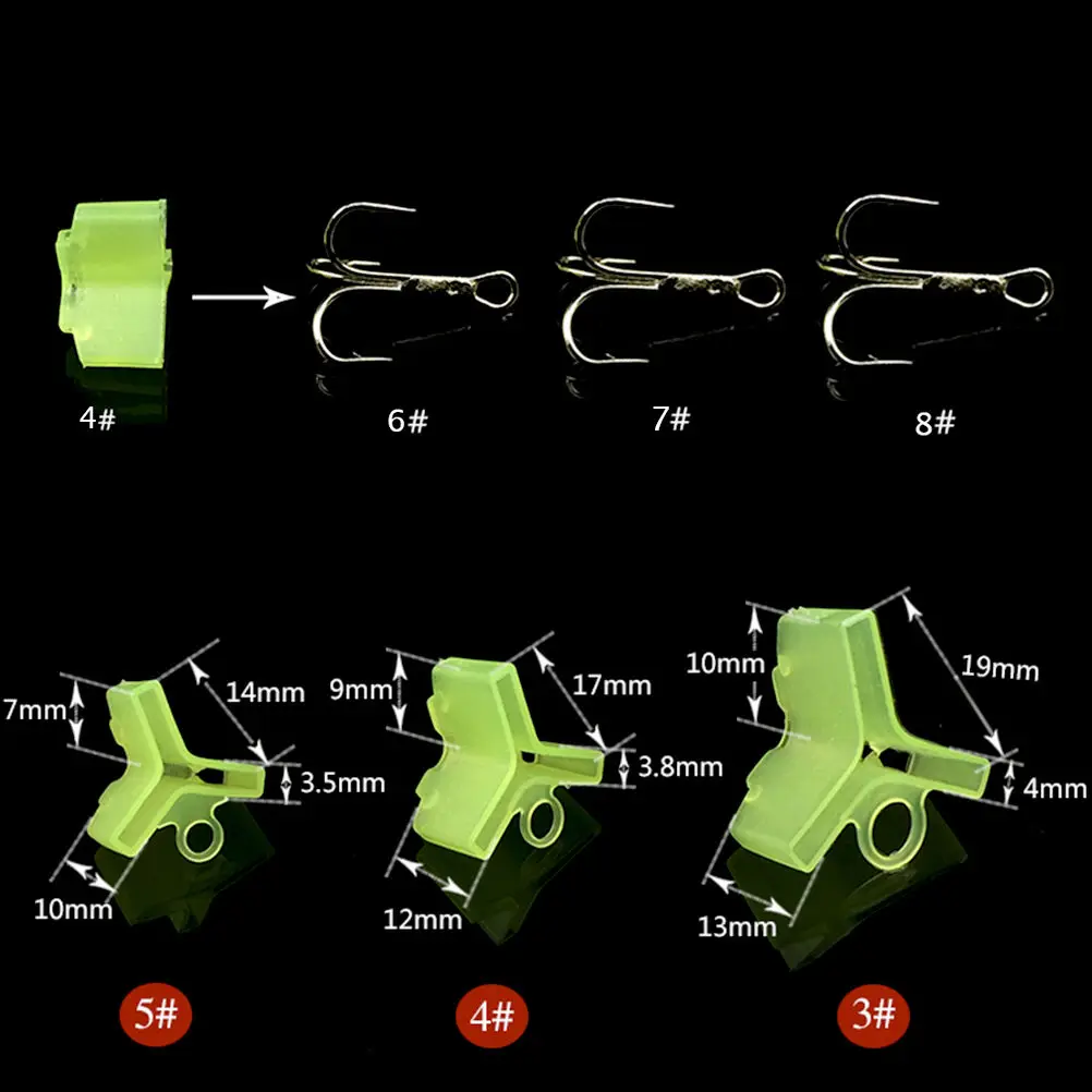 

10 Pcs x Treble Hooks3 Size Holder Plastic Treble Hook Protectors Covers for Fishing Lures Fluorescein