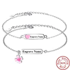 DIY Розовые эмалированные детские браслеты в виде сердца клевера, индивидуальные браслеты, серебряные браслеты с подвесками для девочек, персонализированные ювелирные изделия