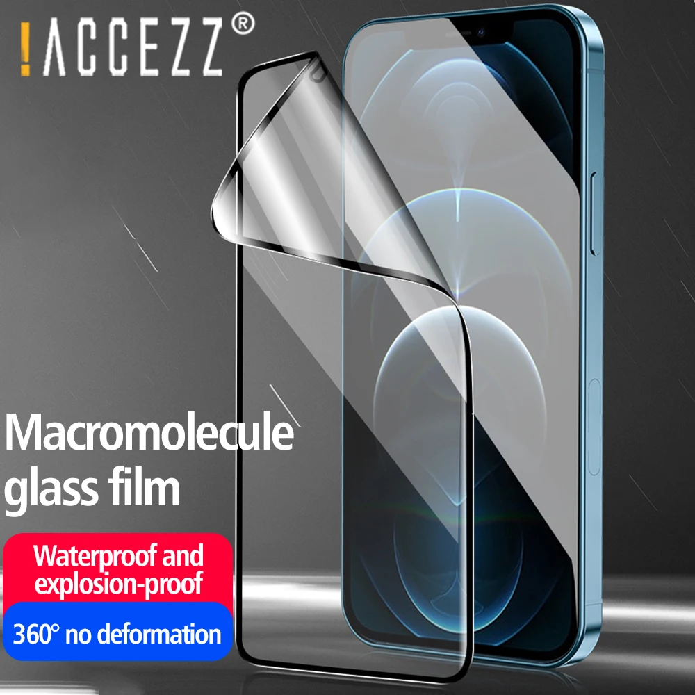 

!ACCEZZ Soft Curved Tempered Glass For iPhone 12 Pro Max Mini Full Glue Anti-fingerprint Protective Glass Screen Protector Film