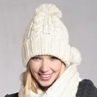 Модная Зимняя шерстяная шапка, шарф, милые вязаные крючком облегающие шапки, шапки для женщин, теплый шарф и шапка, вязаная шапка